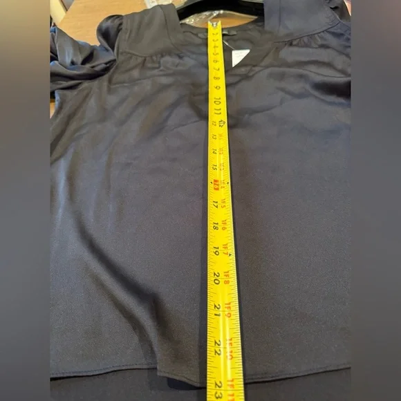 NWT White House Black Market Satin Elegant Black Blouse SZ L - Picture 11 of 16